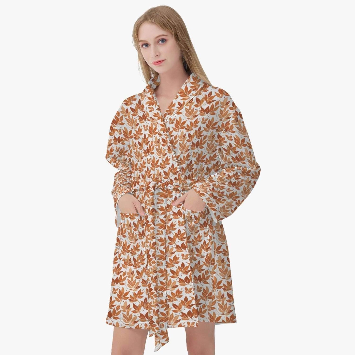 Autumn Leaves Women's Loose-fitting Bathrobe - DeRose Seasonal