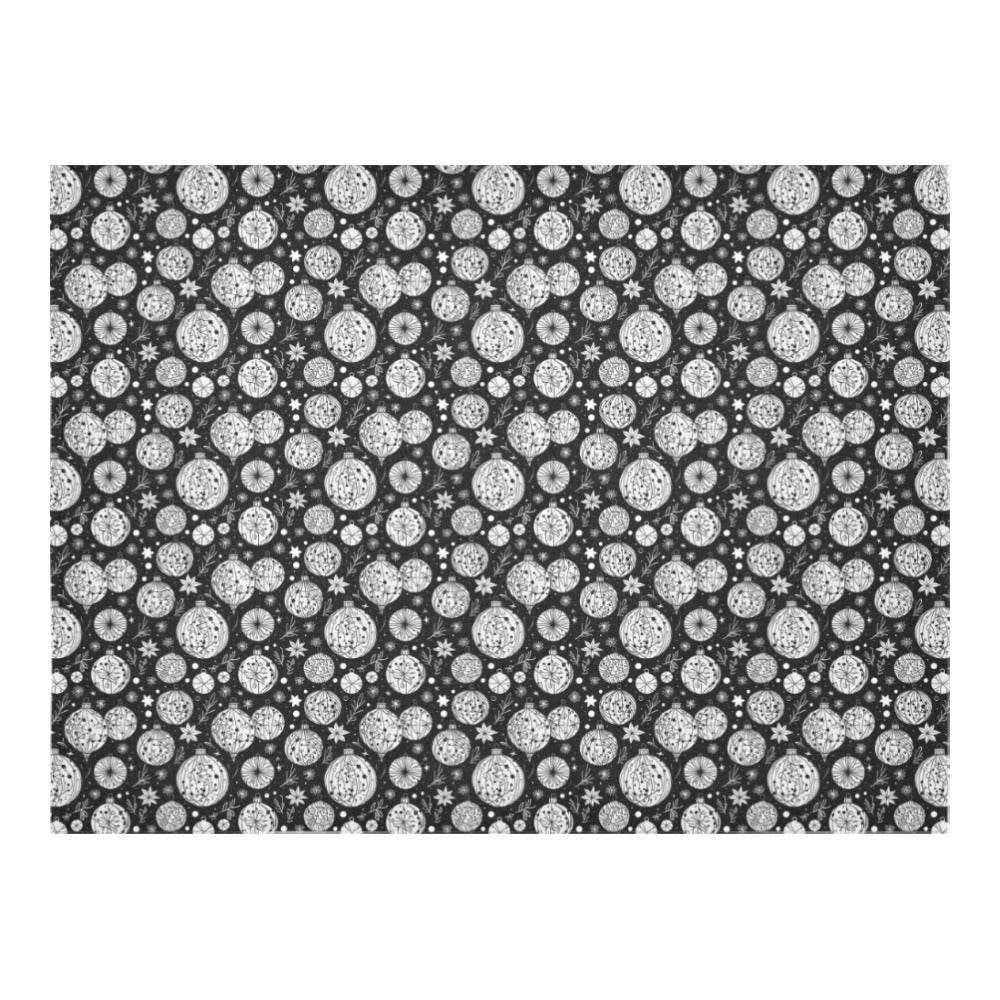 Black and White Ornament Polyester Tablecloth Polyester Tablecloth 70"x 52" DeRose Seasonal