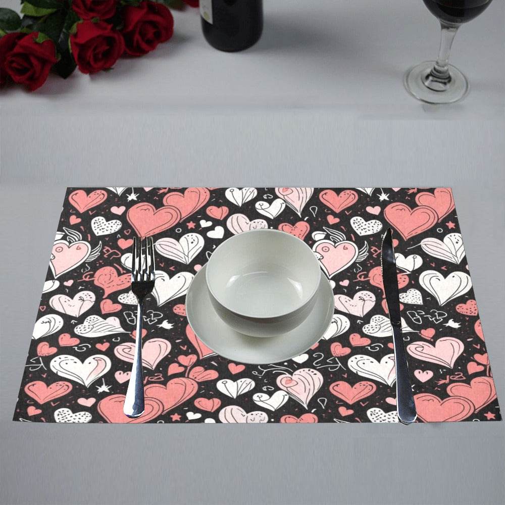 Colorful Hearts Table Placemat (set of 6) Placemats 12" x 18" (Set of 6) DeRose Seasonal