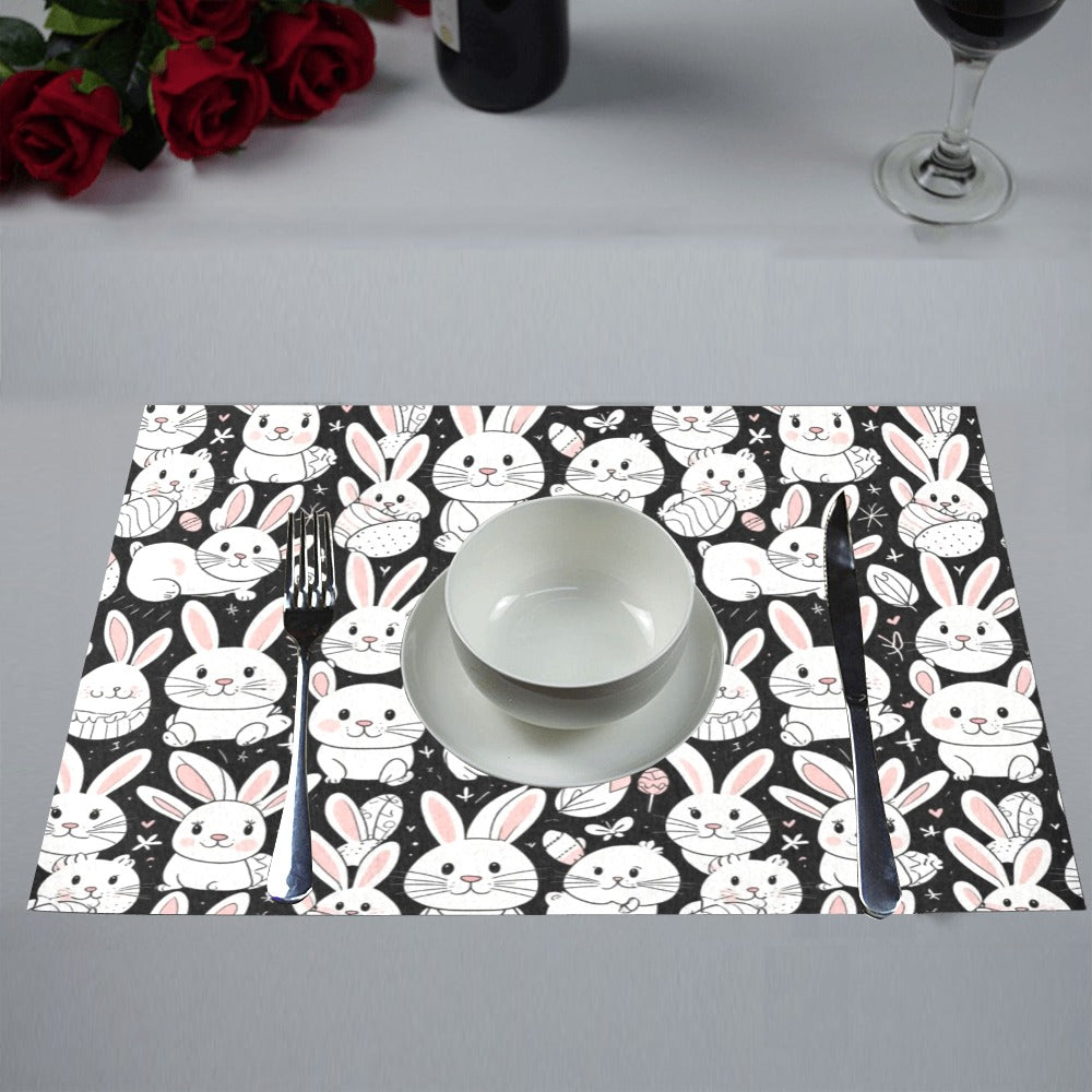 Cute Bunny Table Placemat (set of 6) Placemats 12" x 18" (Set of 6) DeRose Seasonal