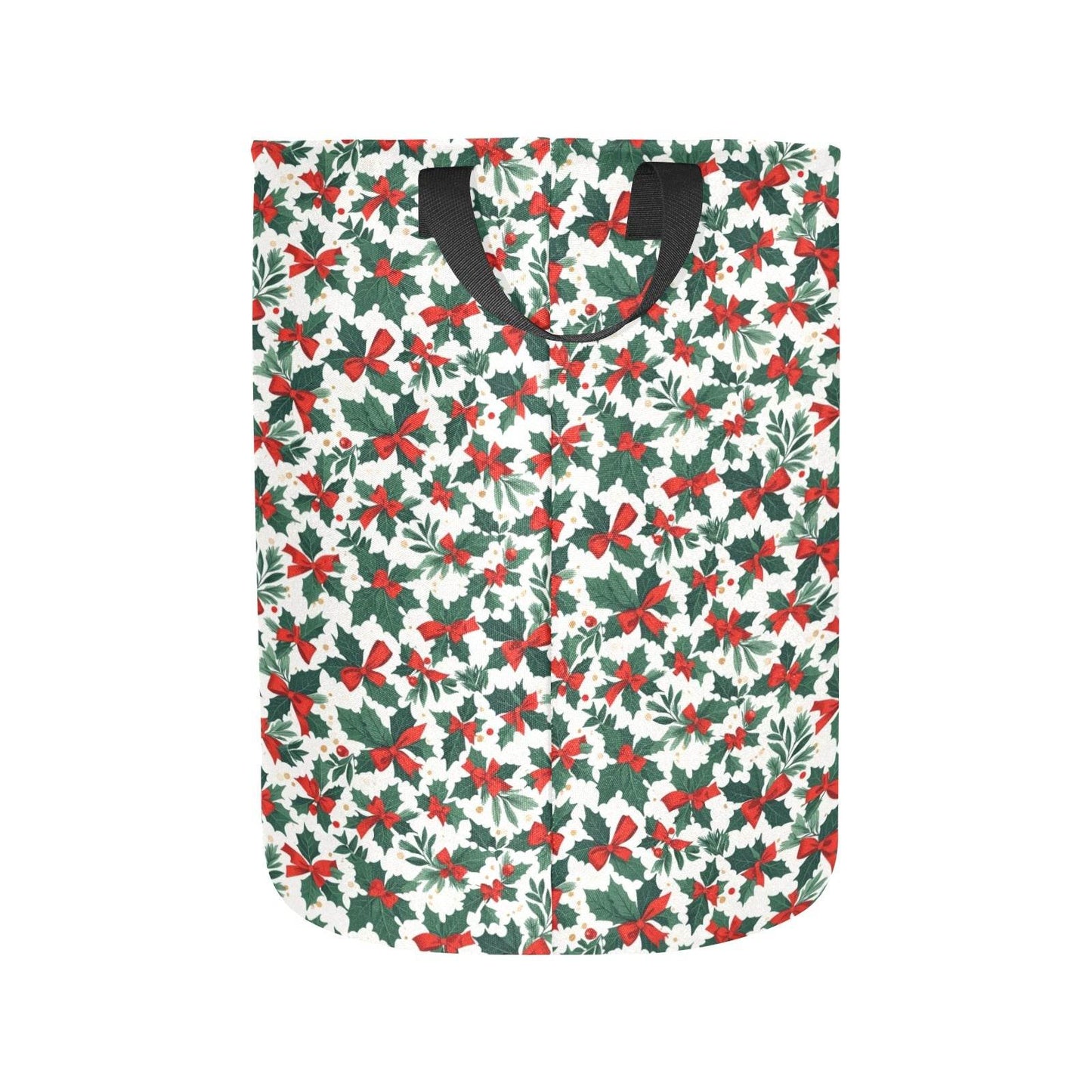 Holly Bow Polyester Laundry and Blanket Basket - DeRose Seasonal