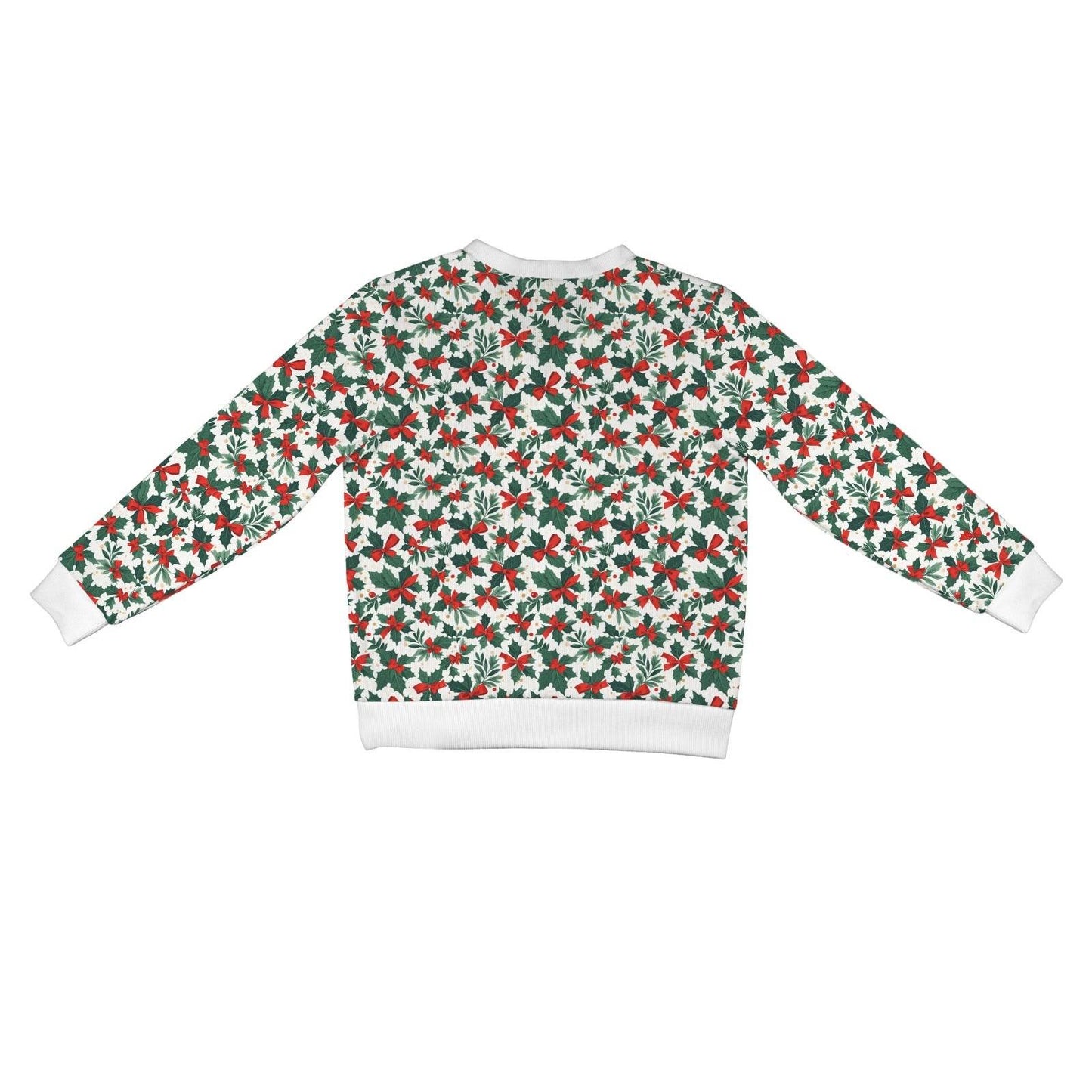 Holly Bow Women's Cardigan Button Sweater Custom Women's Cardigan (Model H73) - DeRose Seasonal
