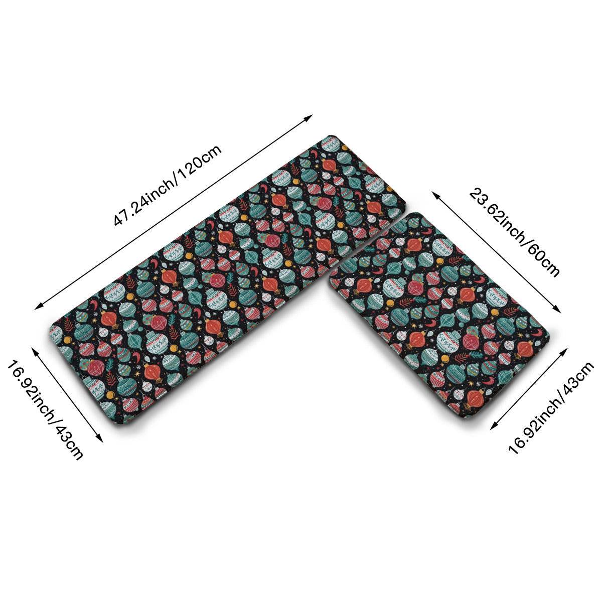 Non-slip two-piece M kitchen mat | Flannel - Ornaments4-1 - DeRose Seasonal