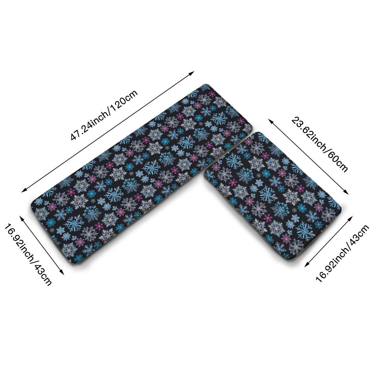 Non-slip two-piece M kitchen mat | Flannel - Party-Snow-Flakes - DeRose Seasonal