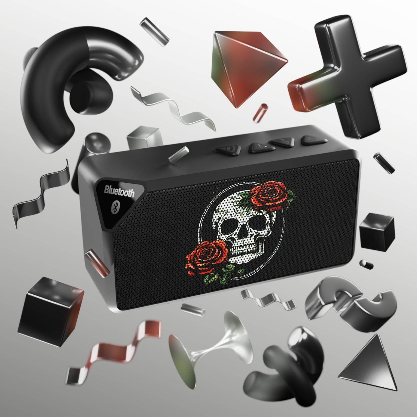 Skull and Rose Rectangular Outdoor Bluetooth Speaker - DeathDrip Branding - DeRose Seasonal