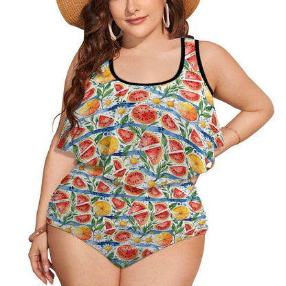 Plus Size Watermelon Two-piece Swimsuit - DeRose Seasonal
