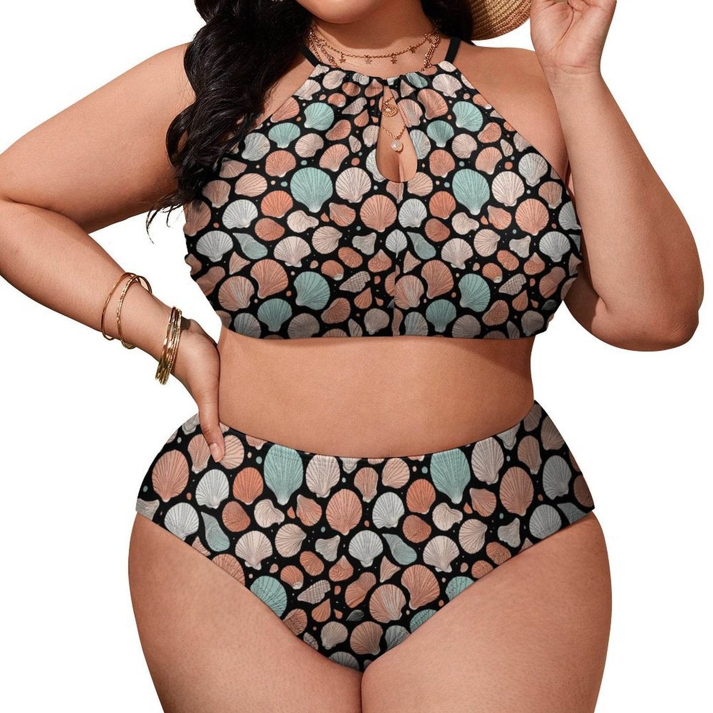 Plus Size Seashells Two-piece Swimsuit - DeRose Seasonal