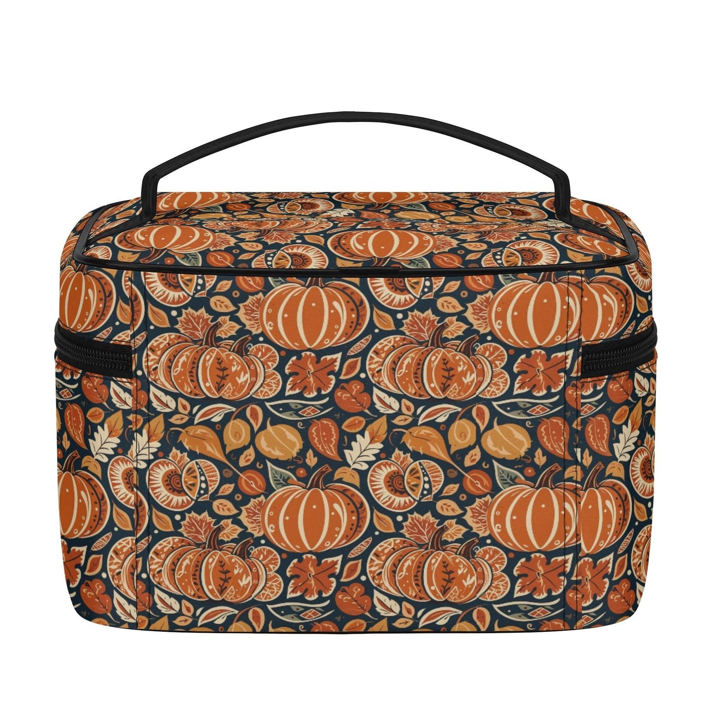 Dark Blue Pumpkin Leather Cosmetic Bag - DeRose Seasonal