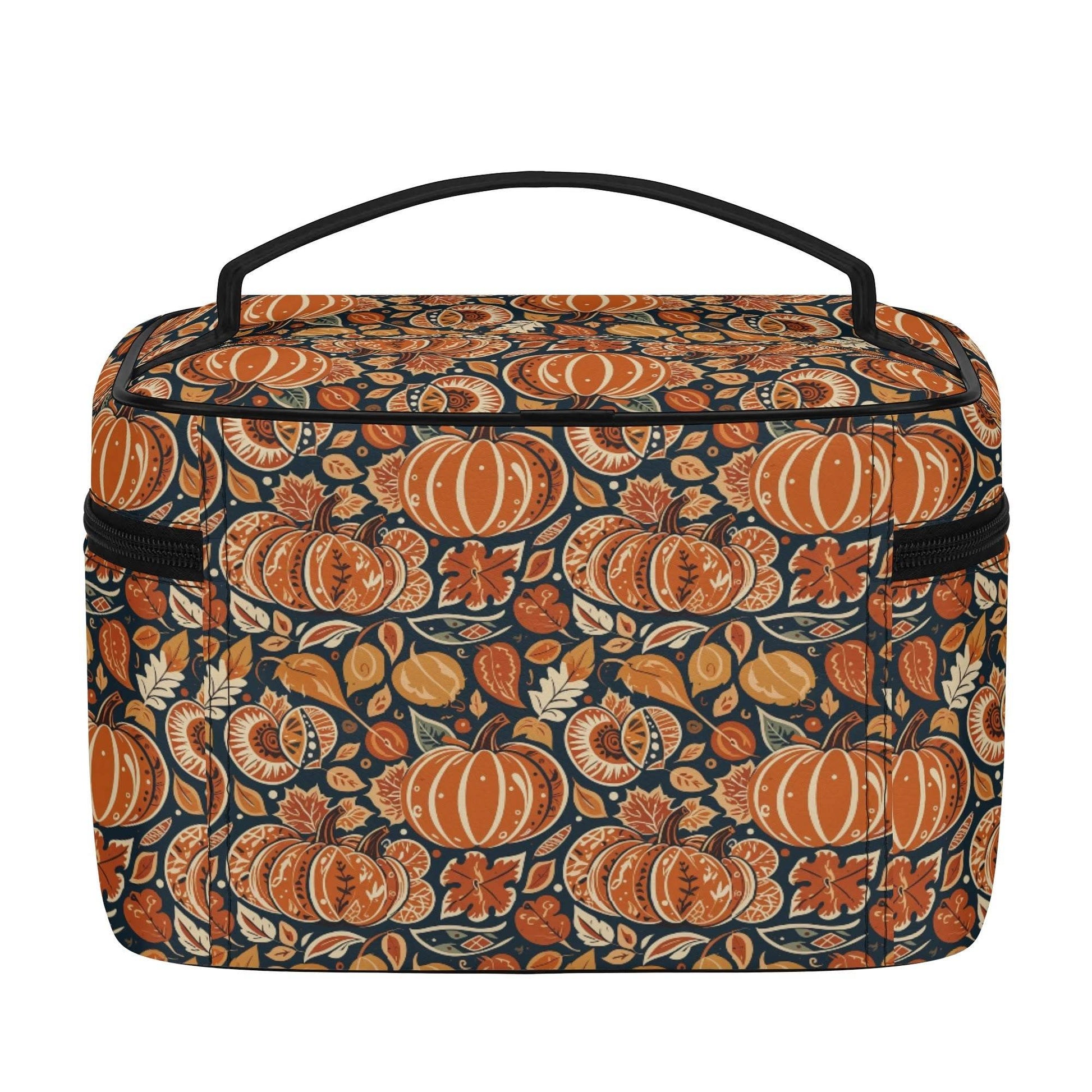 Dark Blue Pumpkin Leather Cosmetic Bag - DeRose Seasonal