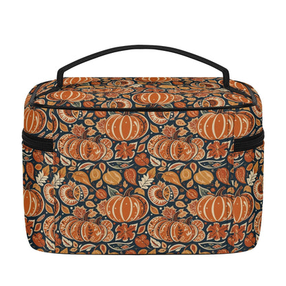 Dark Blue Pumpkin Leather Cosmetic Bag - DeRose Seasonal