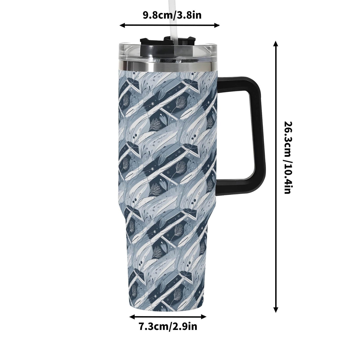 Blue Wind 40oz Stainless Steel Tumbler Gift With Black Handle and Straw - DeRose Seasonal