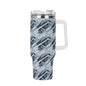 Blue Wind 40oz Stainless Steel Tumbler Gift With White Handle and Straw - DeRose Seasonal