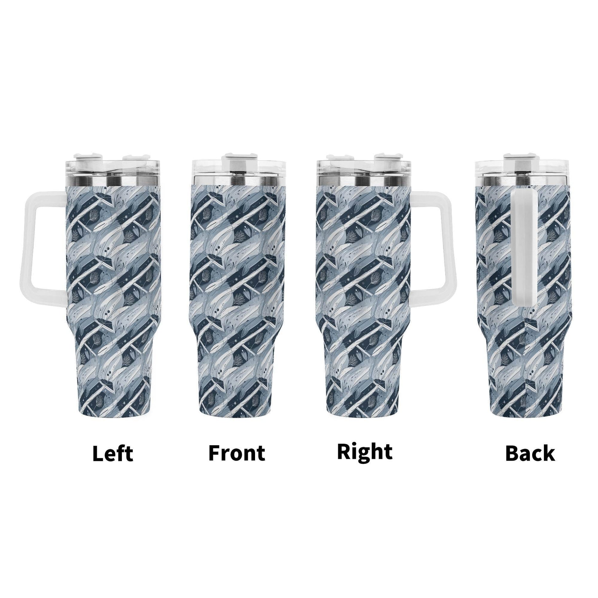 Blue Wind 40oz Stainless Steel Tumbler Gift With White Handle and Straw - DeRose Seasonal