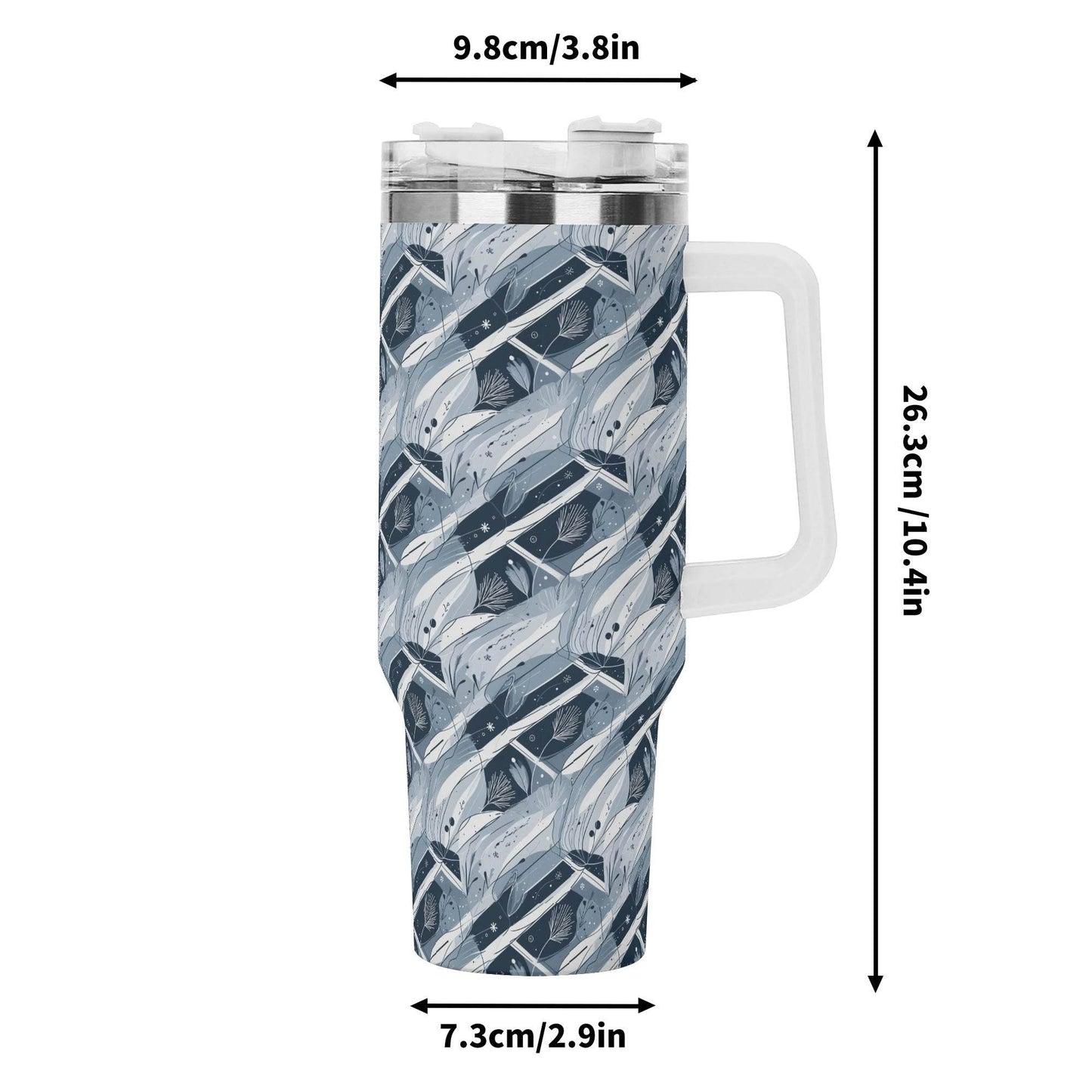 Blue Wind 40oz Stainless Steel Tumbler Gift With White Handle and Straw - DeRose Seasonal