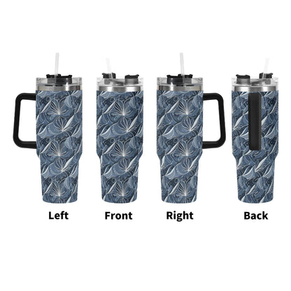 Cold Wind 40oz Stainless Steel Tumbler Gift With Black Handle and Straw - DeRose Seasonal
