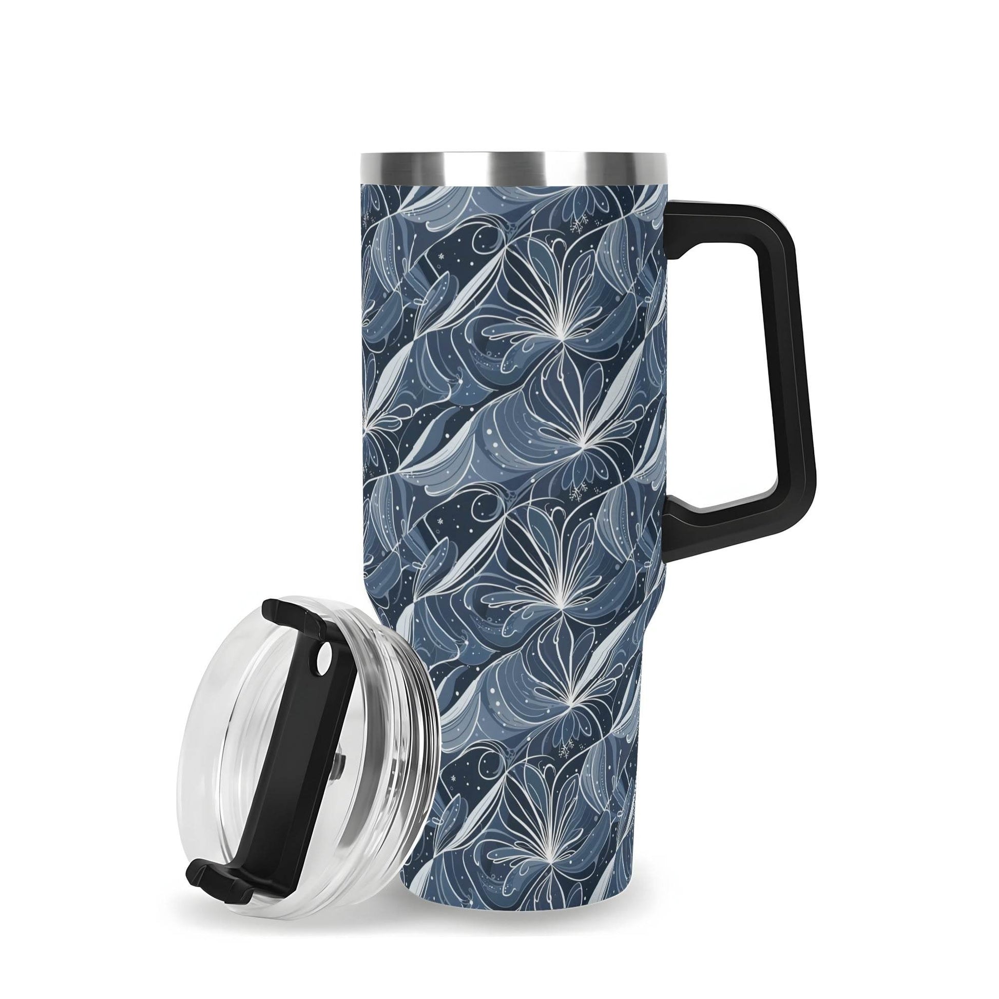 Cold Wind 40oz Stainless Steel Tumbler Gift With Black Handle and Straw - DeRose Seasonal