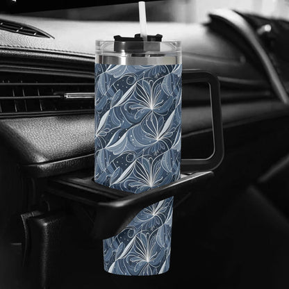 Cold Wind 40oz Stainless Steel Tumbler Gift With Black Handle and Straw - DeRose Seasonal