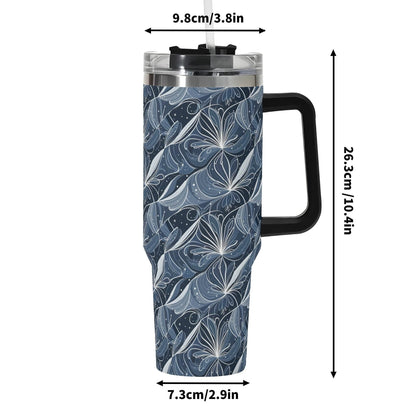 Cold Wind 40oz Stainless Steel Tumbler Gift With Black Handle and Straw - DeRose Seasonal