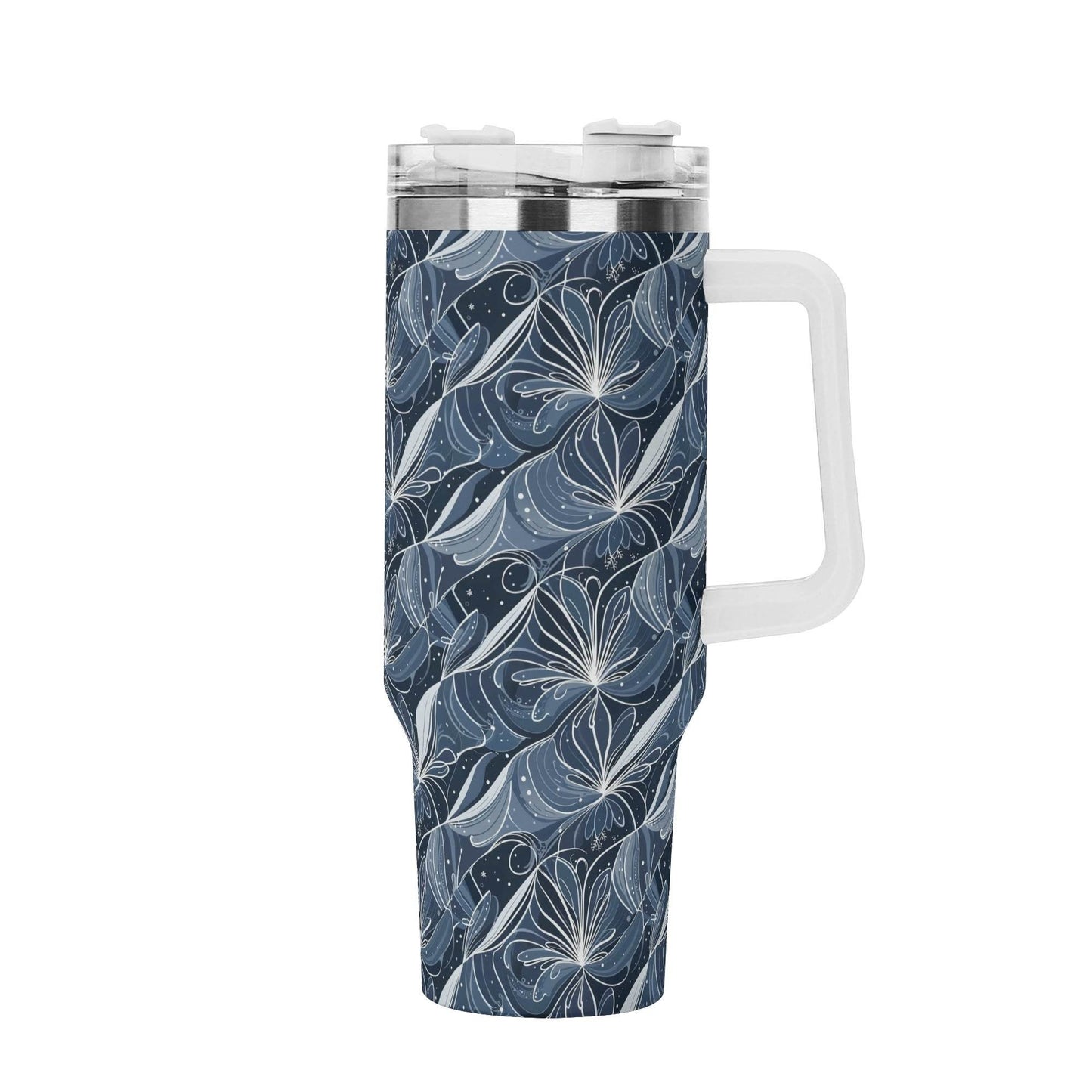 Cold Wind 40oz Stainless Steel Tumbler Gift With White Handle and Straw - DeRose Seasonal