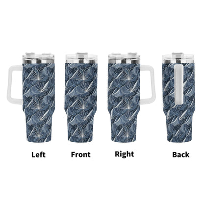 Cold Wind 40oz Stainless Steel Tumbler Gift With White Handle and Straw - DeRose Seasonal