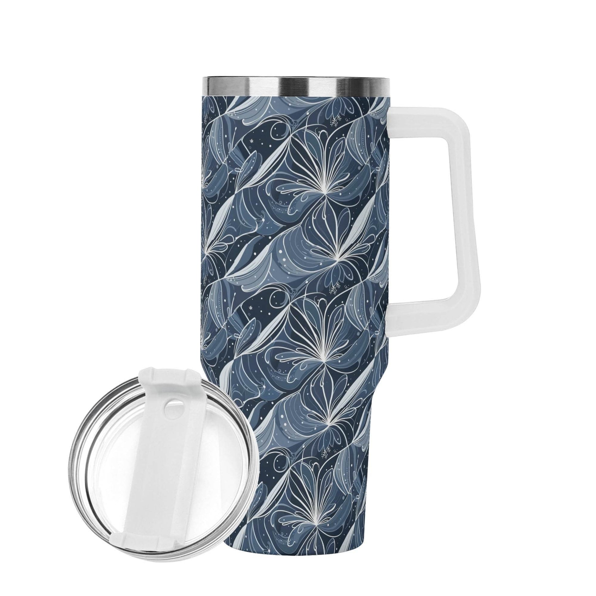 Cold Wind 40oz Stainless Steel Tumbler Gift With White Handle and Straw - DeRose Seasonal
