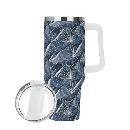 Cold Wind 40oz Stainless Steel Tumbler Gift With White Handle and Straw - DeRose Seasonal