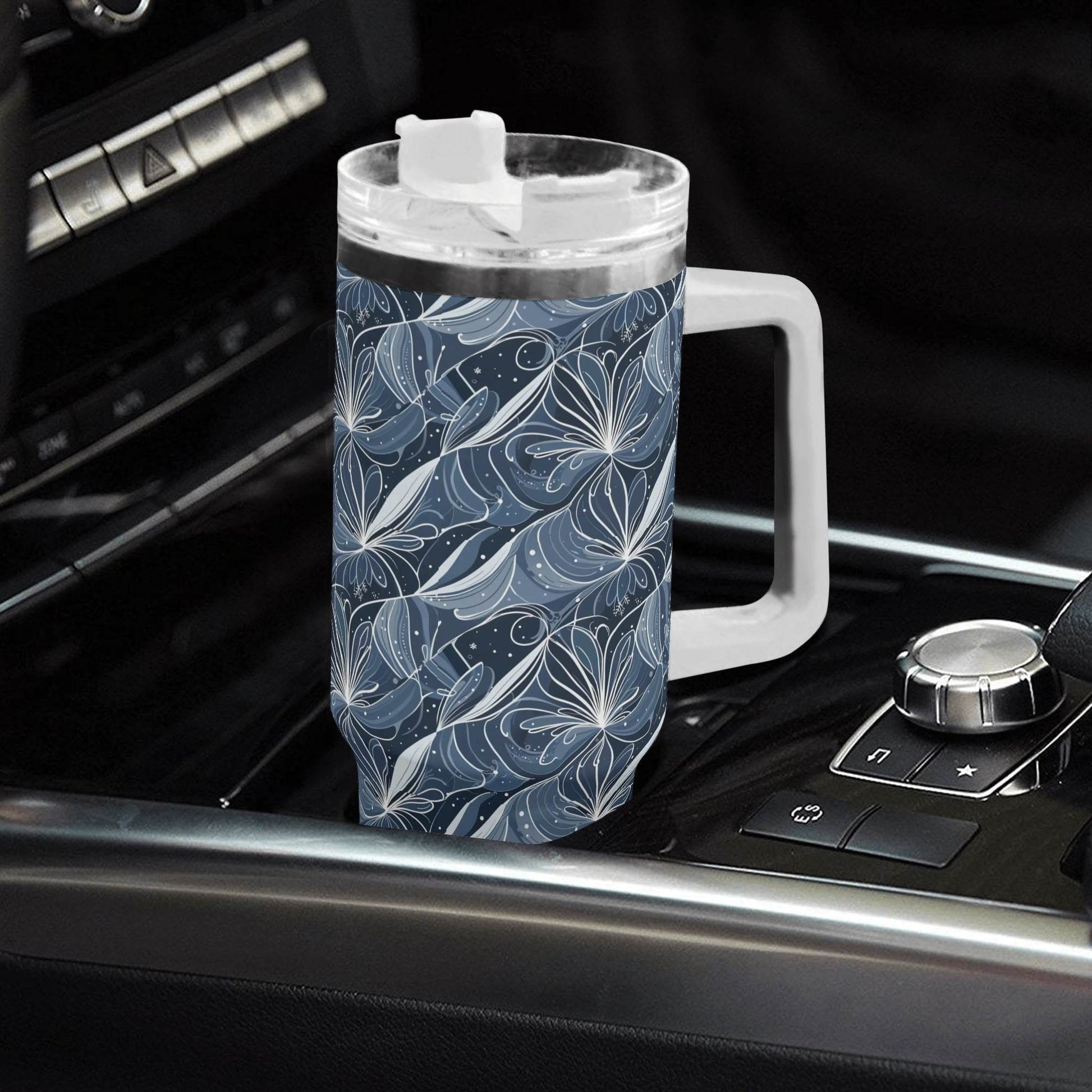 Cold Wind 40oz Stainless Steel Tumbler Gift With White Handle and Straw - DeRose Seasonal