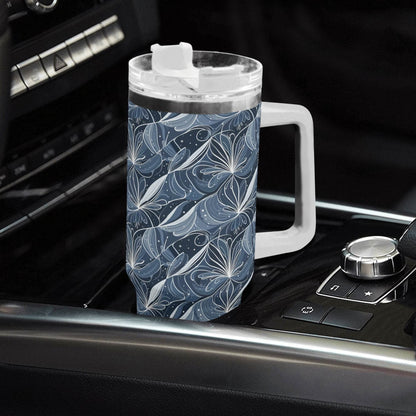 Cold Wind 40oz Stainless Steel Tumbler Gift With White Handle and Straw - DeRose Seasonal