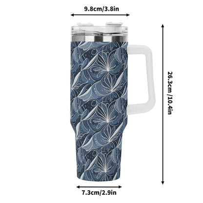 Cold Wind 40oz Stainless Steel Tumbler Gift With White Handle and Straw - DeRose Seasonal