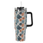 Freezing Leaves 40oz Stainless Steel Tumbler Gift With Black Handle and Straw - DeRose Seasonal