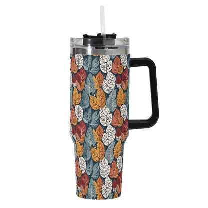 Fall Into Winter 40oz Stainless Steel Tumbler Gift With Black Handle and Straw - DeRose Seasonal