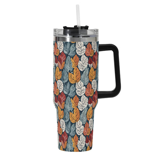 Fall Into Winter 40oz Stainless Steel Tumbler Gift With Black Handle and Straw - DeRose Seasonal