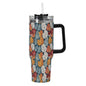 Fall Into Winter 40oz Stainless Steel Tumbler Gift With Black Handle and Straw - DeRose Seasonal