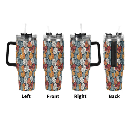 Fall Into Winter 40oz Stainless Steel Tumbler Gift With Black Handle and Straw - DeRose Seasonal