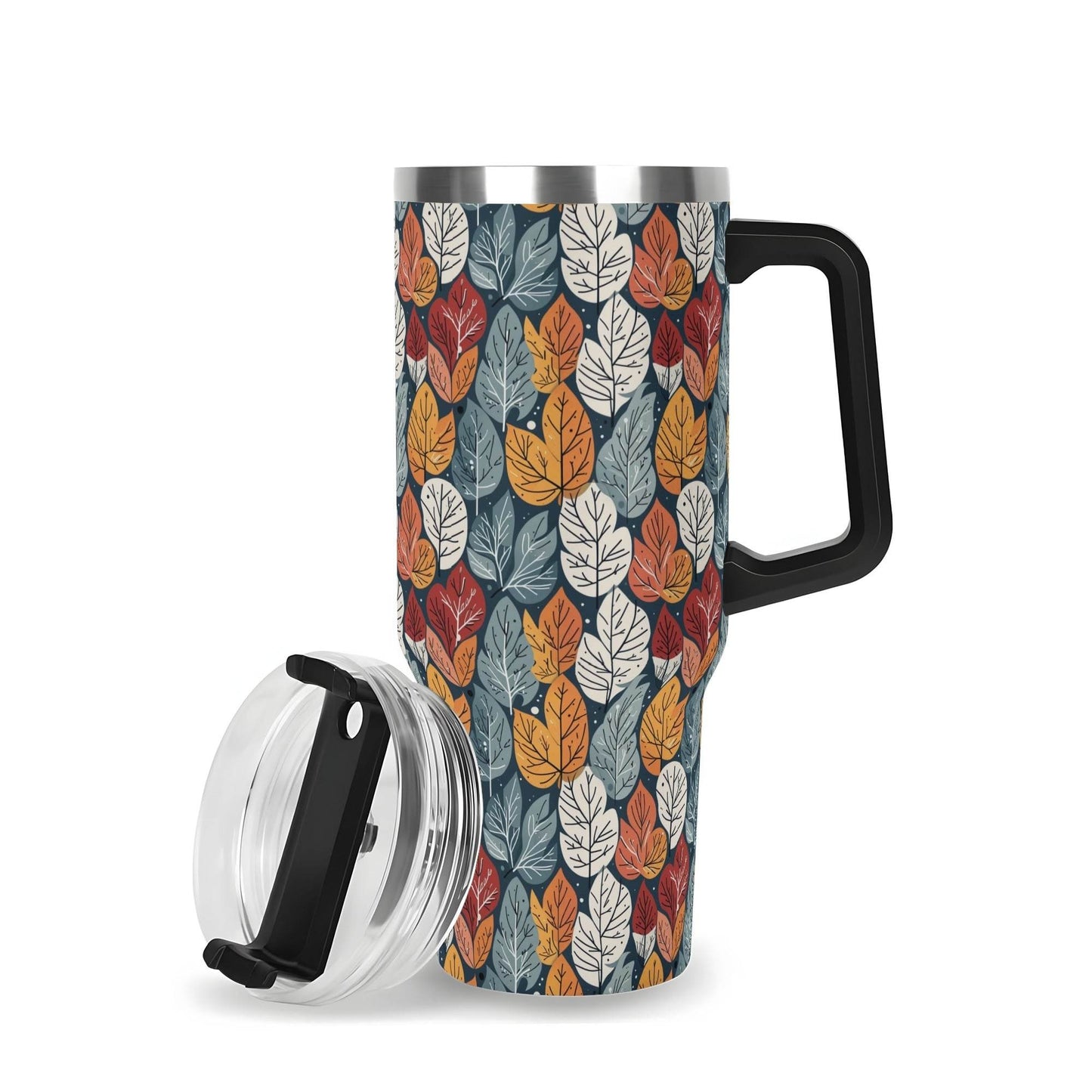 Fall Into Winter 40oz Stainless Steel Tumbler Gift With Black Handle and Straw - DeRose Seasonal