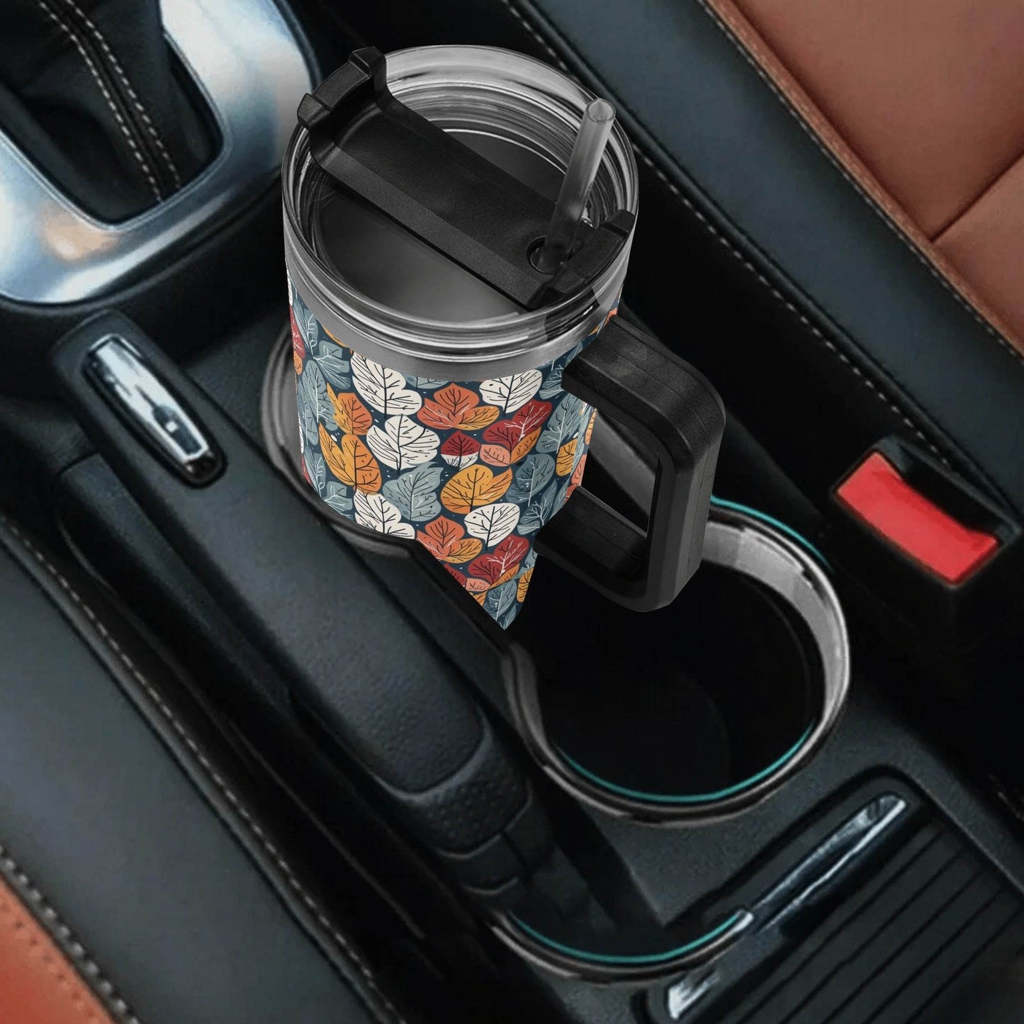Fall Into Winter 40oz Stainless Steel Tumbler Gift With Black Handle and Straw - DeRose Seasonal