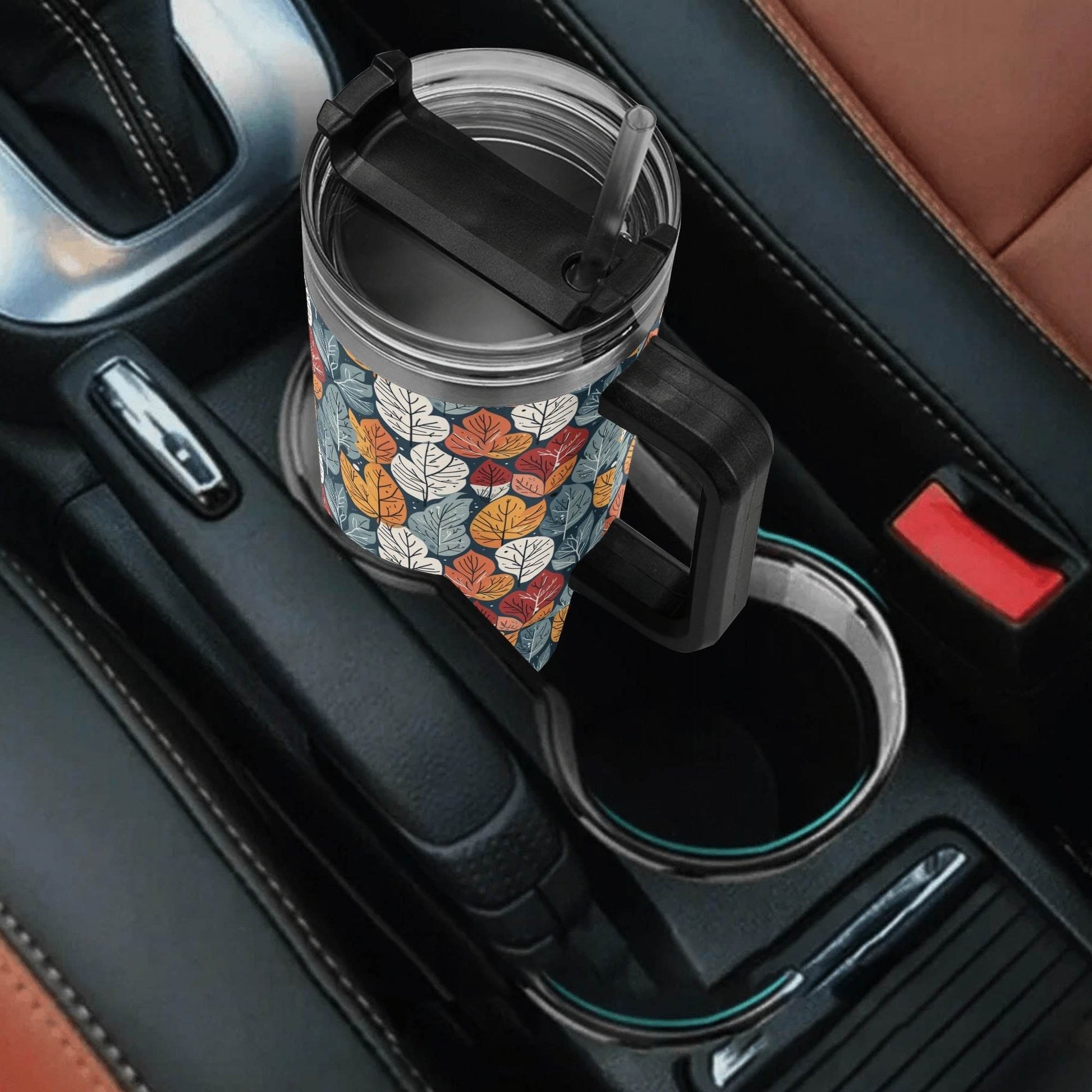 Fall Into Winter 40oz Stainless Steel Tumbler Gift With Black Handle and Straw - DeRose Seasonal