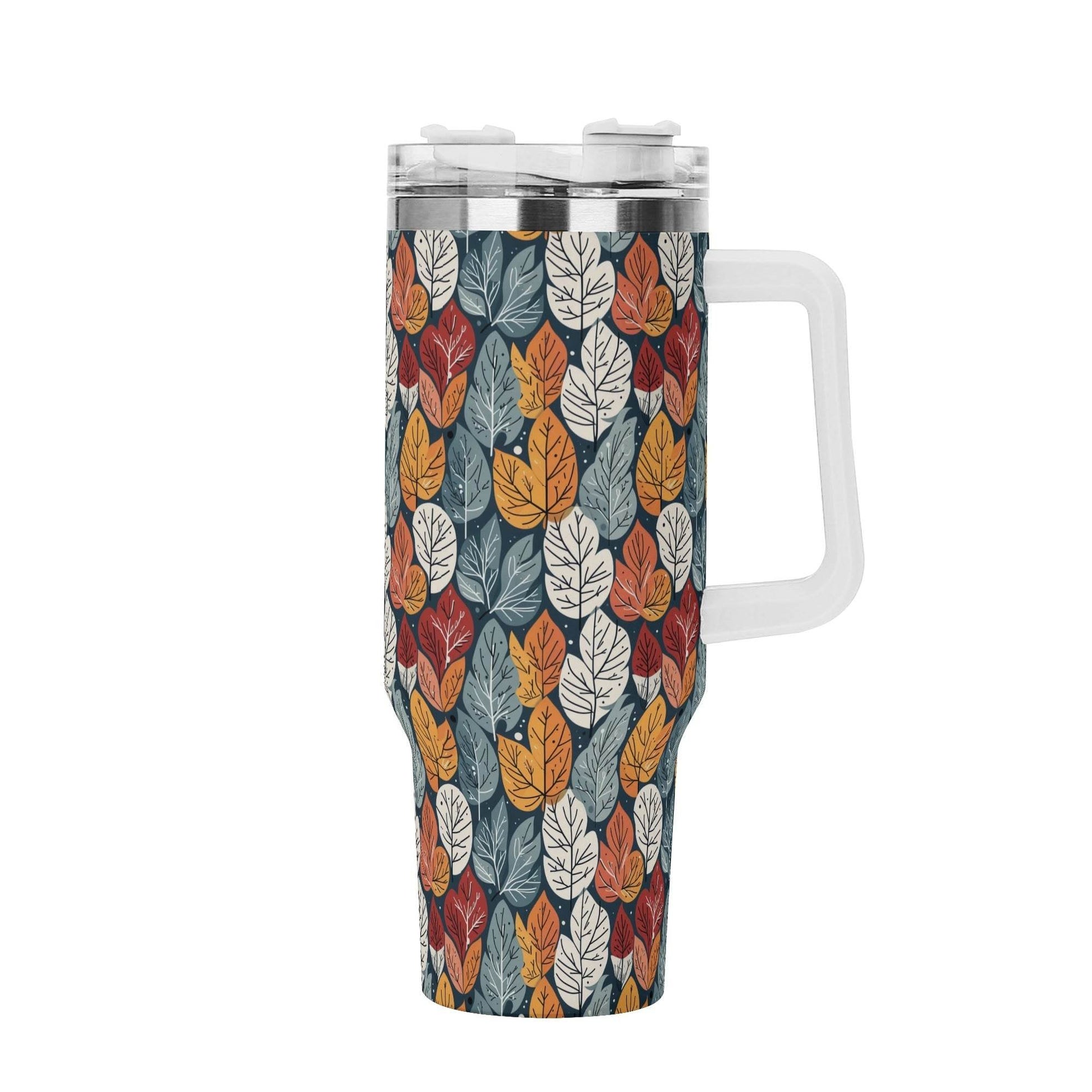 Fall Into Winter 40oz Stainless Steel Tumbler Gift With White Handle and Straw - DeRose Seasonal