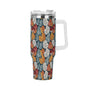 Fall Into Winter 40oz Stainless Steel Tumbler Gift With White Handle and Straw - DeRose Seasonal
