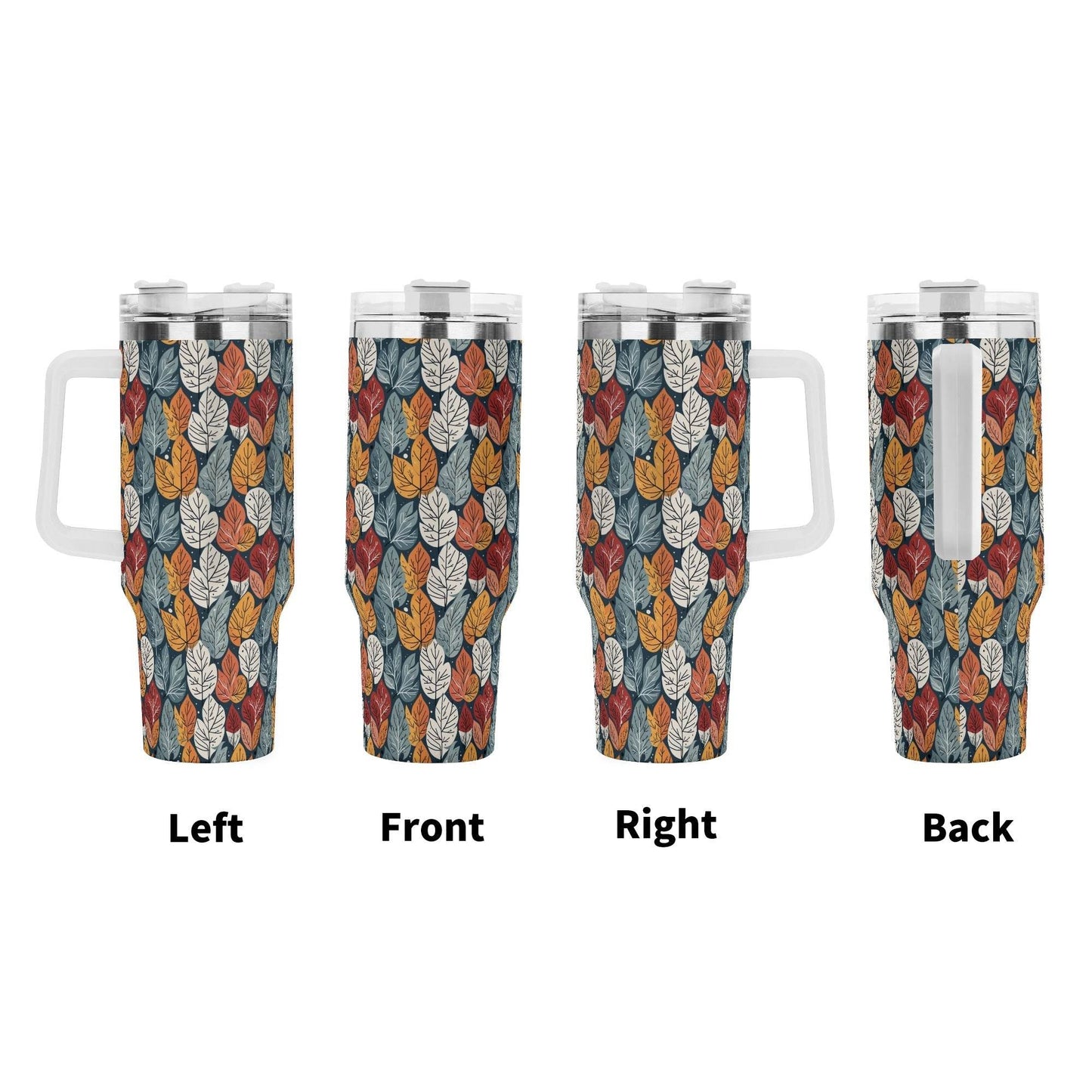 Fall Into Winter 40oz Stainless Steel Tumbler Gift With White Handle and Straw - DeRose Seasonal