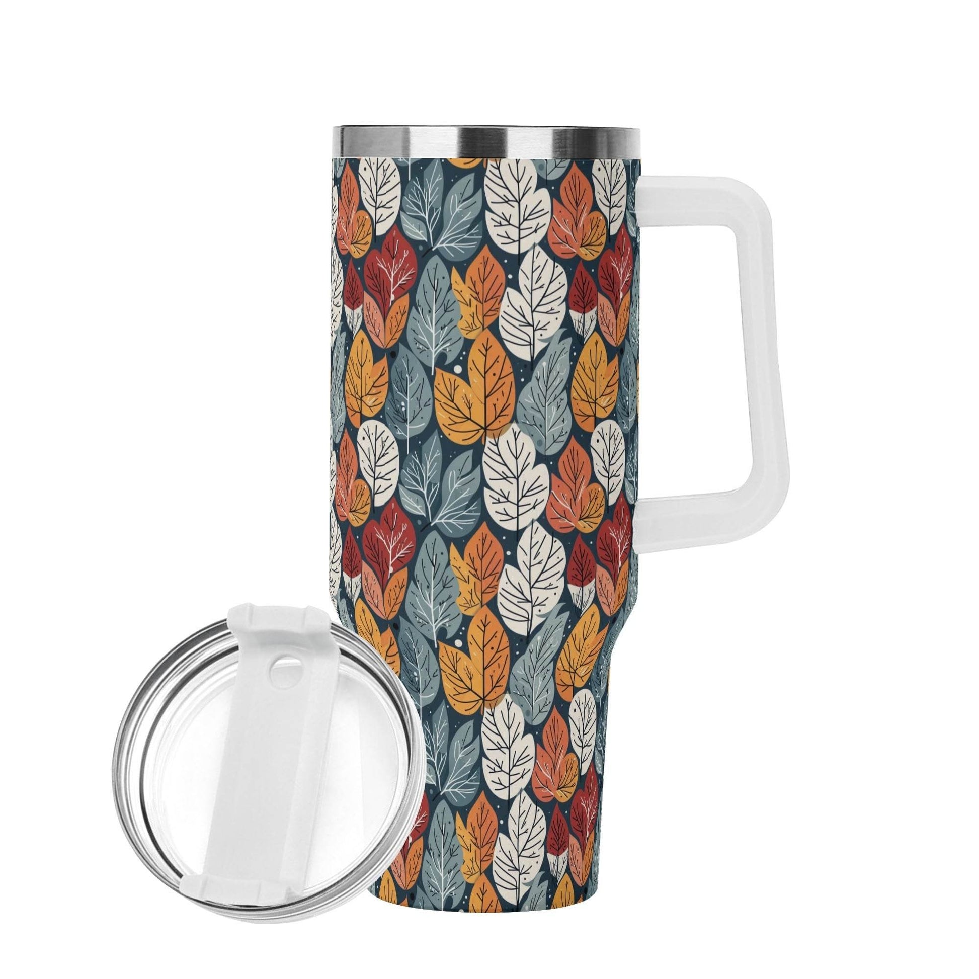 Fall Into Winter 40oz Stainless Steel Tumbler Gift With White Handle and Straw - DeRose Seasonal