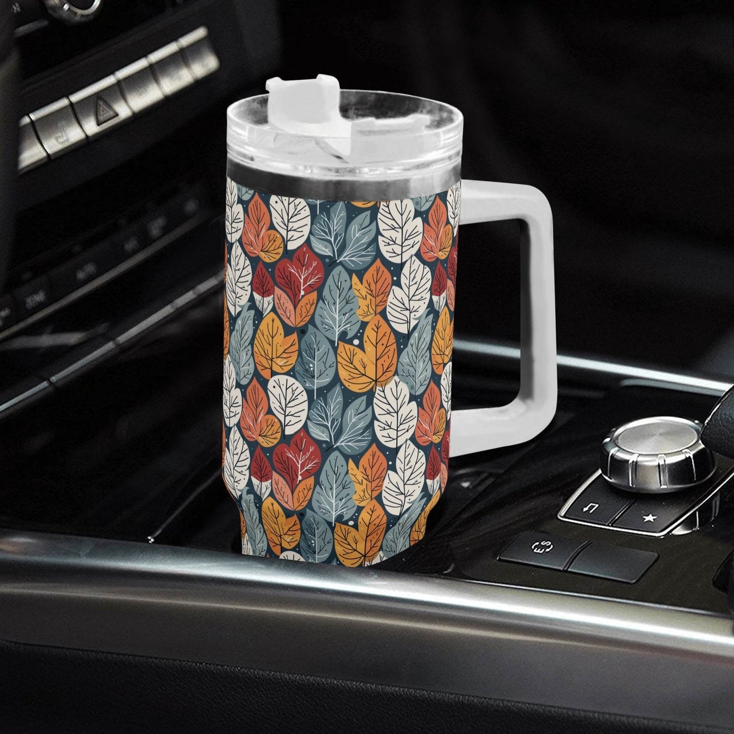 Fall Into Winter 40oz Stainless Steel Tumbler Gift With White Handle and Straw - DeRose Seasonal