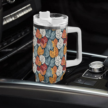 Fall Into Winter 40oz Stainless Steel Tumbler Gift With White Handle and Straw - DeRose Seasonal