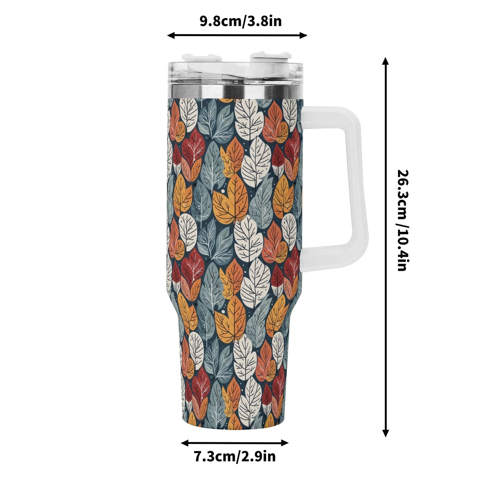 Fall Into Winter 40oz Stainless Steel Tumbler Gift With White Handle and Straw - DeRose Seasonal