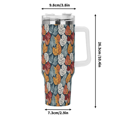 Fall Into Winter 40oz Stainless Steel Tumbler Gift With White Handle and Straw - DeRose Seasonal