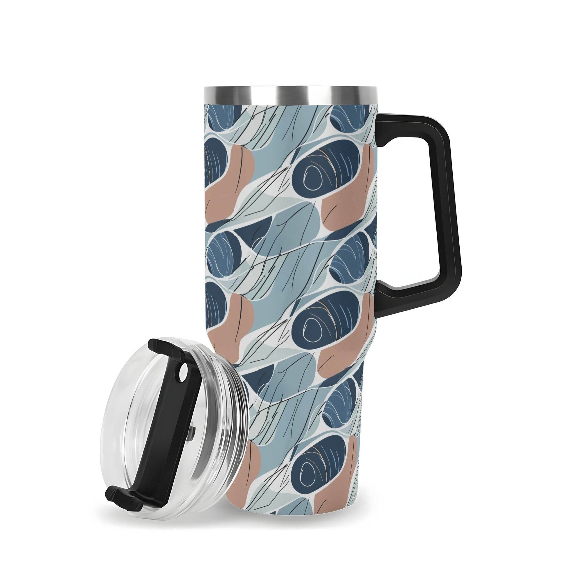 Cool Touch 40oz Stainless Steel Tumbler Gift With Black Handle and Straw - DeRose Seasonal