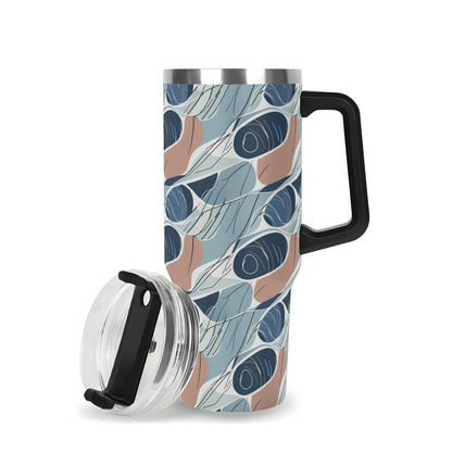 Cool Touch 40oz Stainless Steel Tumbler Gift With Black Handle and Straw - DeRose Seasonal