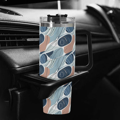 Cool Touch 40oz Stainless Steel Tumbler Gift With Black Handle and Straw - DeRose Seasonal