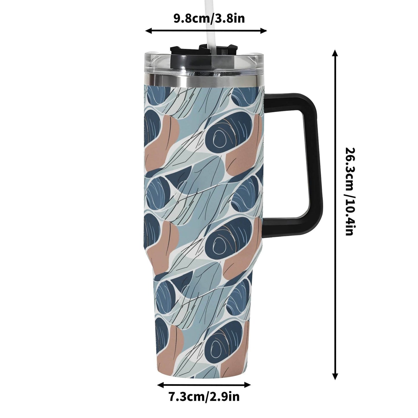 Cool Touch 40oz Stainless Steel Tumbler Gift With Black Handle and Straw - DeRose Seasonal