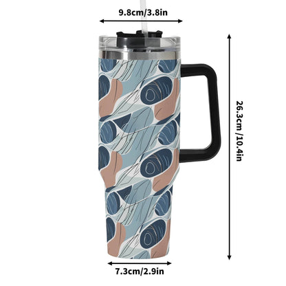 Cool Touch 40oz Stainless Steel Tumbler Gift With Black Handle and Straw - DeRose Seasonal